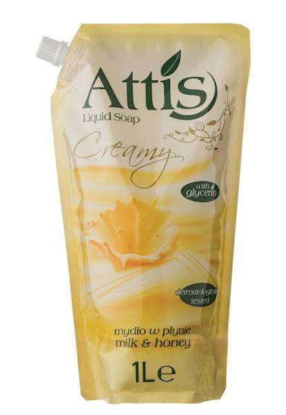 ATTIS mydło 1L - ZAPAS - saszetka MLEKO i MIÓD