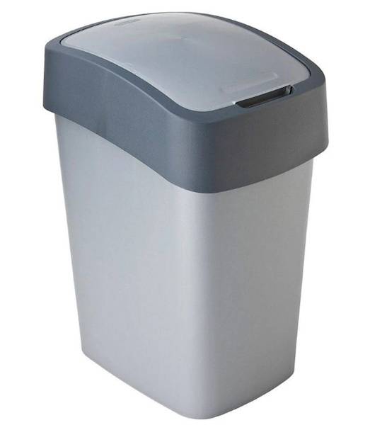KOSZ 10L uchylny FLIP BIN Curver SREBRNY/GRAFITOWY
