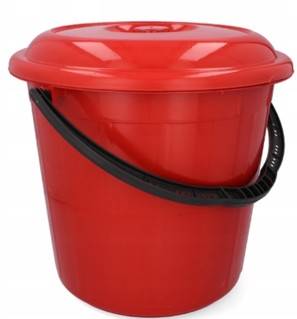 Wiadro plastik. gospodarcze czerwone z pokrywą 10L