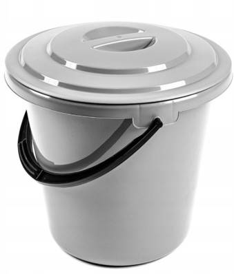 Wiadro plastik. gospodarcze szare z pokrywą 10L