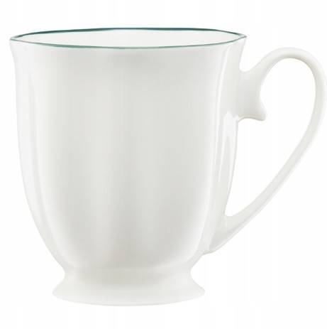 KUBEK VERGE 300 ml biały z zieloną obwódką 