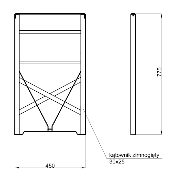 Ramka stołu do zestawu ogrodowego 450mm - dla blatu 500mm