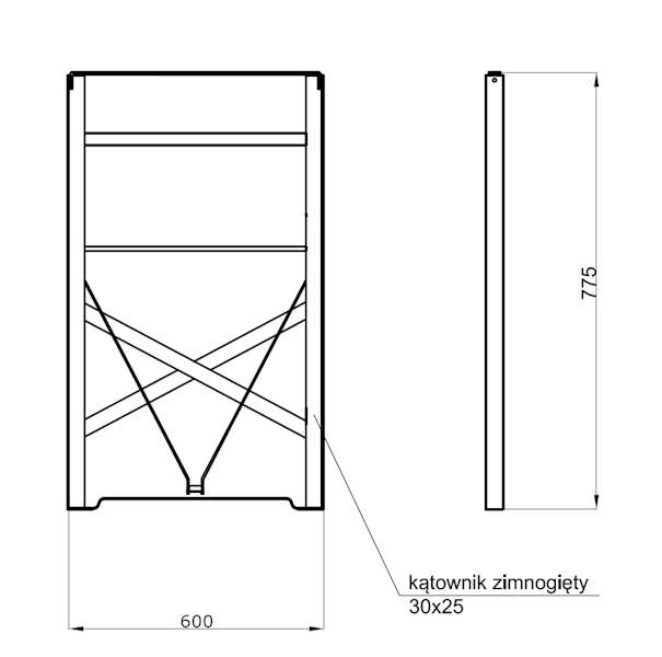 Ramka stołu do zestawu ogrodowego 600mm - dla blatu 650mm