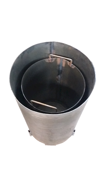 Piec do palenia trocin - trociniak średni z blachy ≠ 1.5mm ( Ø 470mm x 810mm )