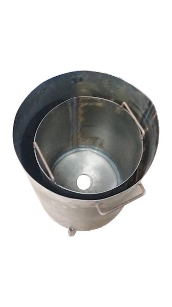 Piec do palenia trocin - trociniak mały z blachy ≠ 1.5mm ( Ø 470mm x 600mm )