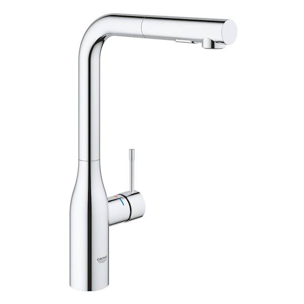 Essence bateria zlewozmywakowa stojąca 1-uchwytowa 1-otworowa z obrotową wylewką 360° z funkcją Long-Life Shine, zasięg wylewki 204 mm chrom