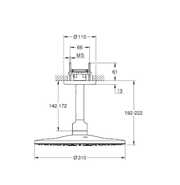Grohe Rainshower 310 SmartActive - deszczownica 2-strumieniowa z przepustem stropowym warm sunrise 26477DA0