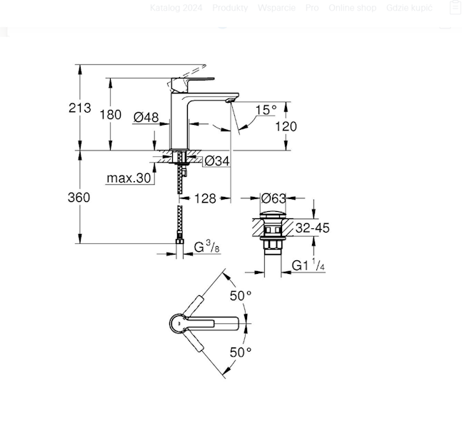 Grohe Lineare bateria umywalkowa stojąca 1-uchwytowa 1-otworowa z zestawem odpływowym mosiężna rozmiar S, zasięg wylewki: 128 mm wysokość 180 mm DN 15 stal nierdzewna SilkMove, Long-Life Shine, EcoJoy, QuickFix Plus