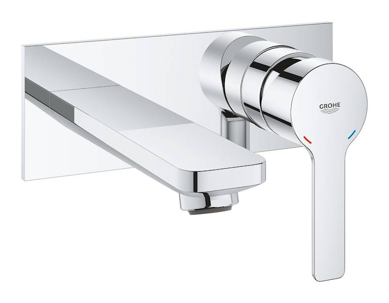 Grohe Lineare element natynkowy do montażu gotowego z 23571000 1-uchwytowa 2-otworowa do baterii umywalkowej podtynkowej rozmiar M, 176 x 66 mm, zasięg wylewki 149 mm chrom