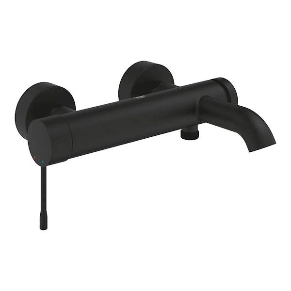 Grohe Essence bateria wannowa ścienna 1-uchwytowa 2-otworowa zasięg wylewki: 193 mm phantom black SilkMove głowica ceramiczna 35 mm z ogranicznikiem temperatury, przełącznik wanna/prysznic, Long-Life Shine