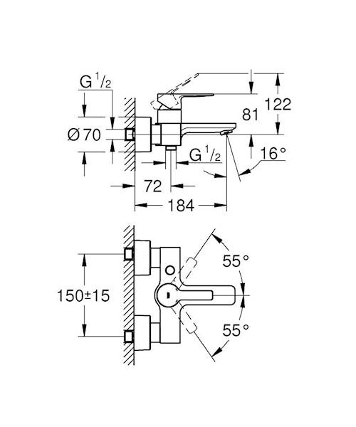 Grohe LINEARE JEDNOUCHWYTOWA BATERIA WANNOWA stal nierdzewna