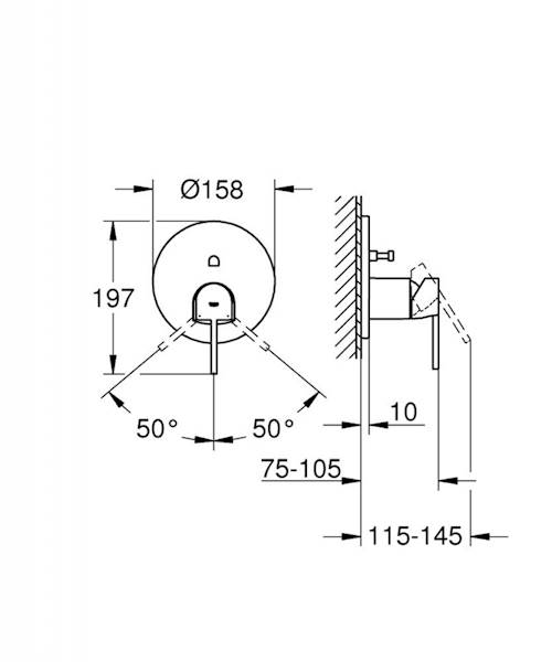 Grohe  element natynkowy 1-uchwytowa 1-otworowa do baterii wannowej podtynkowej d158 chrom 