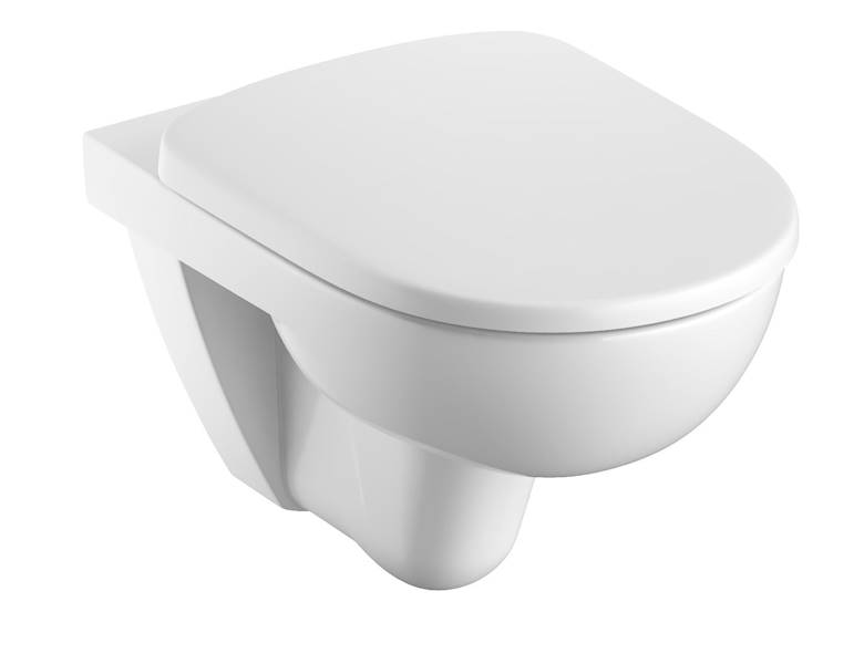 SELNOVA miska WC lejowa Rimfree wisząca 36 x 53 x 39 miska 500265011 z deską sedesową 500335011, mocowanie od góry, wolne opadanie, z wypinanymi zawiasami