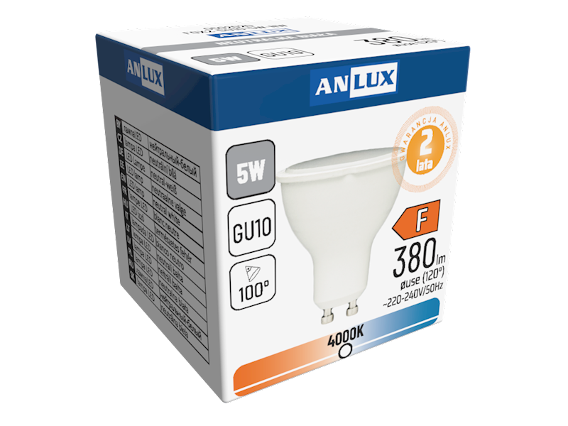 FOX ŻARÓWKA LED SPOT GU10 5W 230V NEUTRALNA