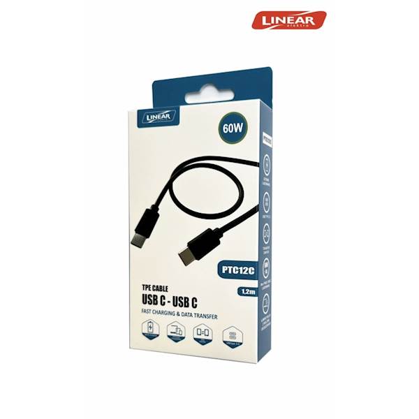 KABEL GSM PTC12C USB C-USB-C 60W/3A TPE 1,2m czarny