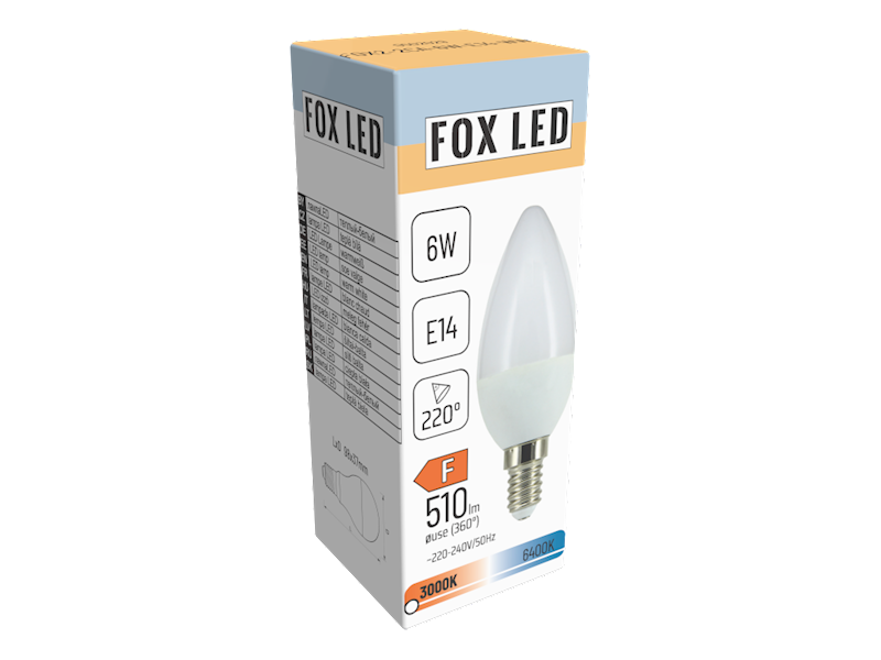 FOX ŻARÓWKA LED CANDLE 6W E14 230V CIEPŁA