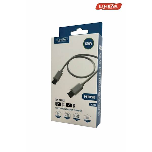 KABEL GSM PTC12B USB C-USB-C 60W/3A TPE 1,2m biały