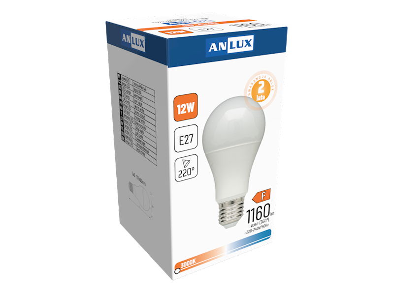 FOX ŻARÓWKA LED BULB A60 12W E27 230V CIEPŁA