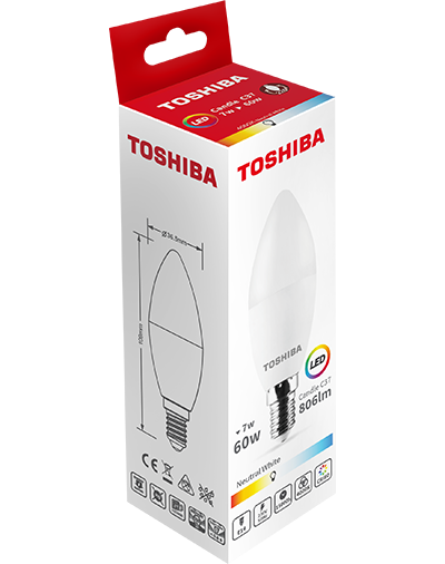 TOSHIBA LED CANDLE C37 E14 7W 4000K 806 lm 60W