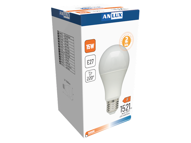 FOX ŻARÓWKA LED BULB A60 15W E27 230V CIEPŁA