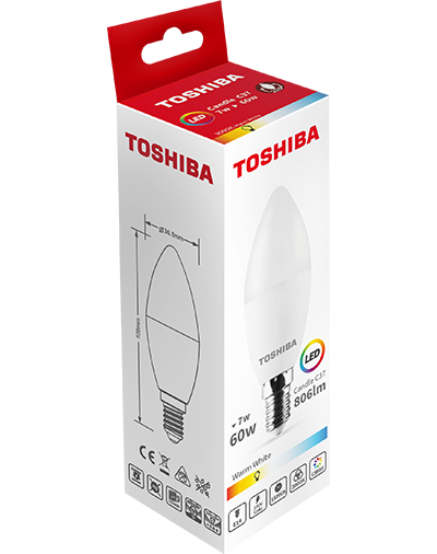 TOSHIBA LED CANDLE C37 E14 7W 3000K 806 lm 60W