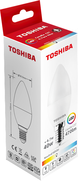 TOSHIBA LED CANDLE C37 E14 4.7W 4000K 470 lm 40W