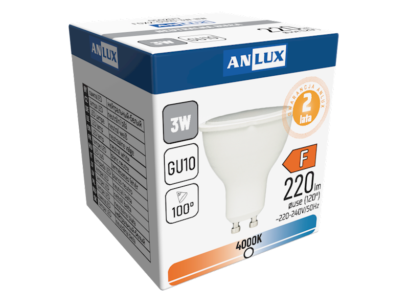 FOX ŻARÓWKA LED SPOT GU10 3W 230V NEUTRALNA