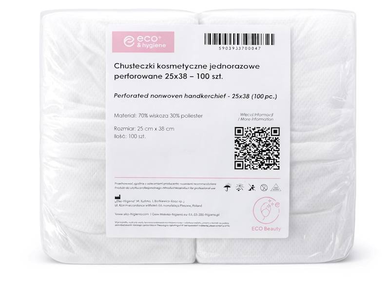 Chusteczki PERFOROWANE kosmetyczne 25x38 100szt