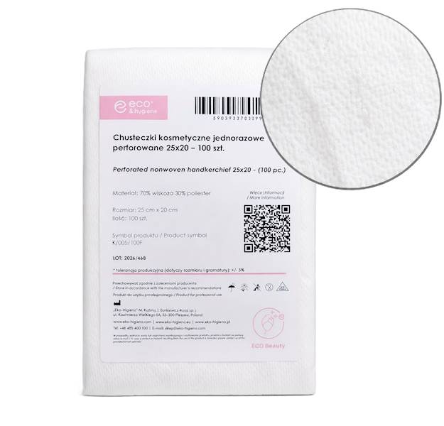 Chusteczki PERFOROWANE kosmetyczne 25x20 100szt