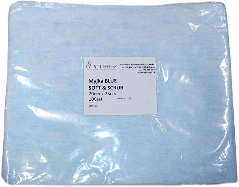Chusteczki SOFT& SCRUB 20x25 niebieskie 100szt