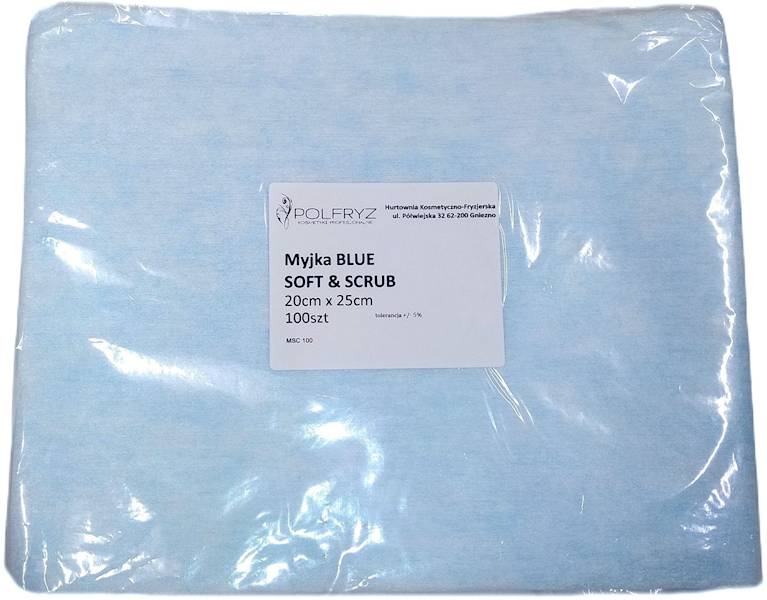Chusteczki SOFT& SCRUB 20x25 niebieskie 100szt