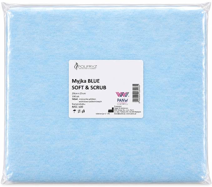 Chusteczki SOFT& SCRUB 20x25 niebieskie 100szt