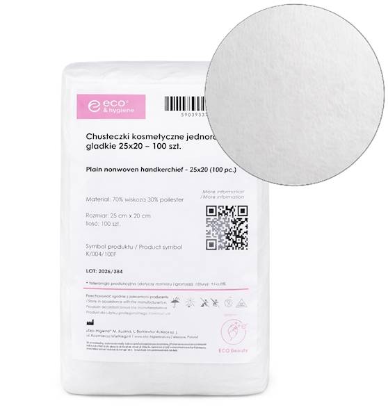 Chusteczki GŁADKIE kosm. 25x20 100szt