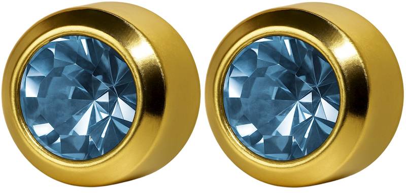 STUDEX kolczyk złoty AKWAMARYN W OPRAWIE