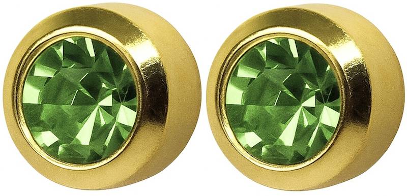 STUDEX kolczyk złoty PERIDOT W OPRAWIE