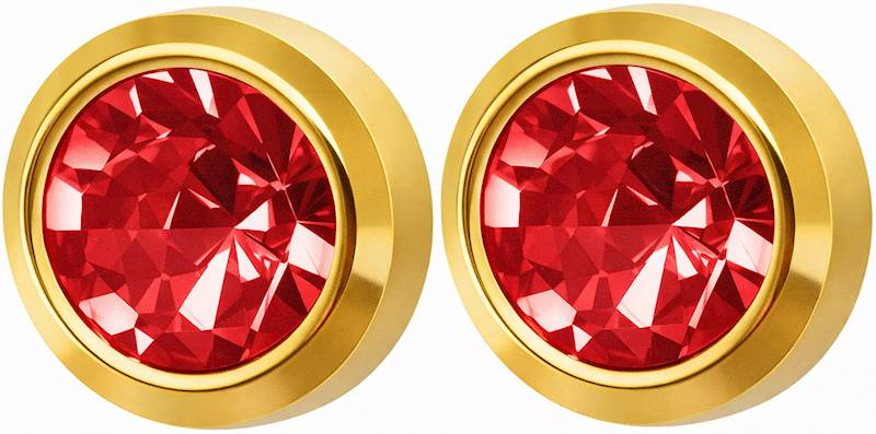 STUDEX kolczyk złoty RUBIN W OPRAWIE