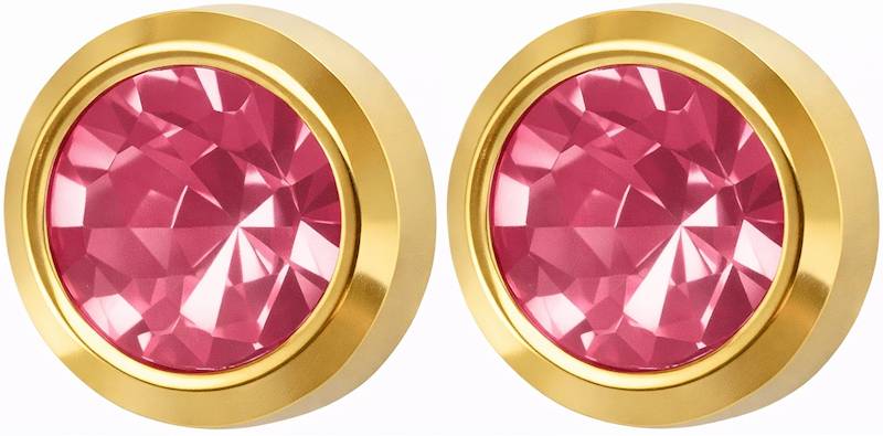 STUDEX kolczyk złoty CYRKON RÓŻOWY W OPRAWIE