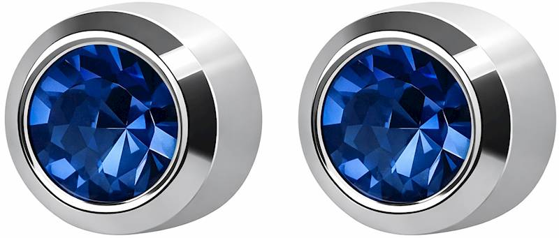 STUDEX kolczyk srebrny SZAFIR W OPRAWIE