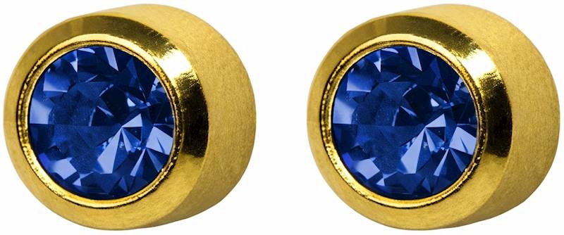 STUDEX kolczyk złoty SZAFIR W OPRAWIE
