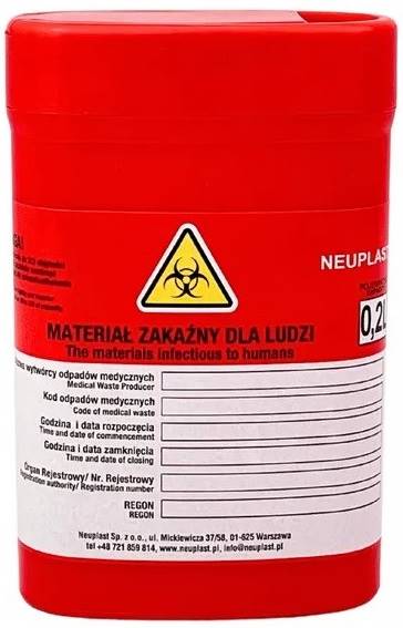 Pojemnik na odpady medyczne na zużyte igły 0,2L