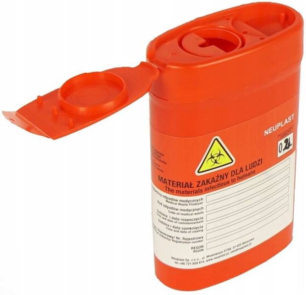 Pojemnik na odpady medyczne na zużyte igły 0,2L