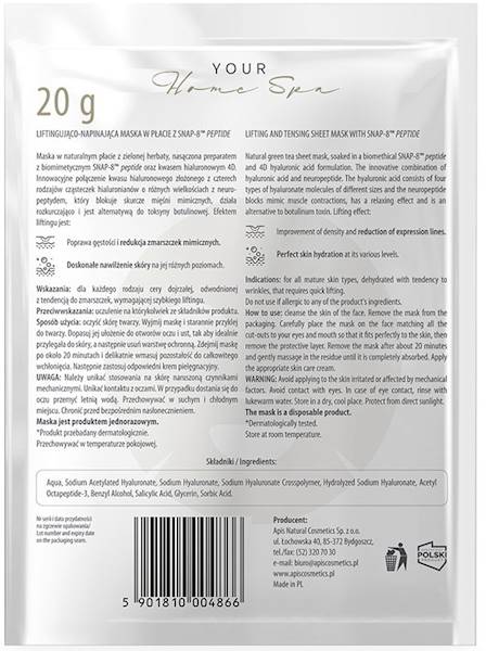 APiS Maska w płacie normalizująco-nawilżająca 20g