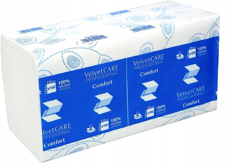 VelvetCare Ręcznik ZZ Składany Biały 2W 23x23