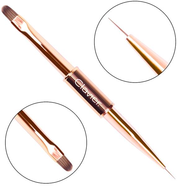 Clavier pędzelek 2w1 do żelu i zdobień 6/10mm gold