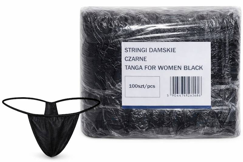 Stringi damskie CZARNE 100 sztuk