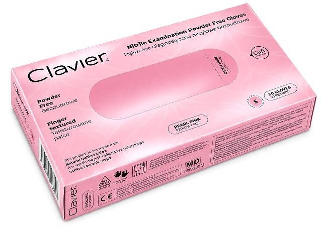 CLAVIER Rękawiczki nitrylowe Różowe S 50szt