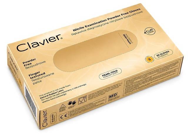 CLAVIER Rękawiczki nitrylowe PERŁOWO ZŁOTE 50szt