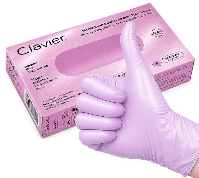 CLAVIER Rękawiczki nitrylowe Fioletowe S 50szt