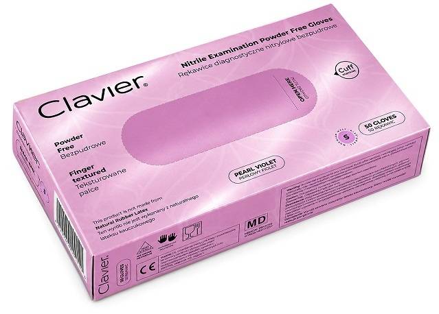 CLAVIER Rękawiczki nitrylowe Fioletowe S 50szt