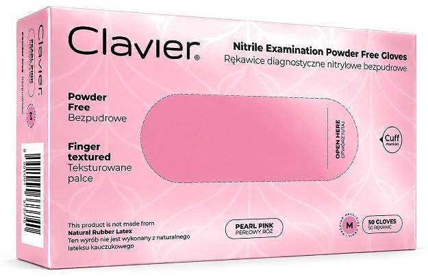 CLAVIER Rękawiczki nitrylowe Różowe M 50szt
